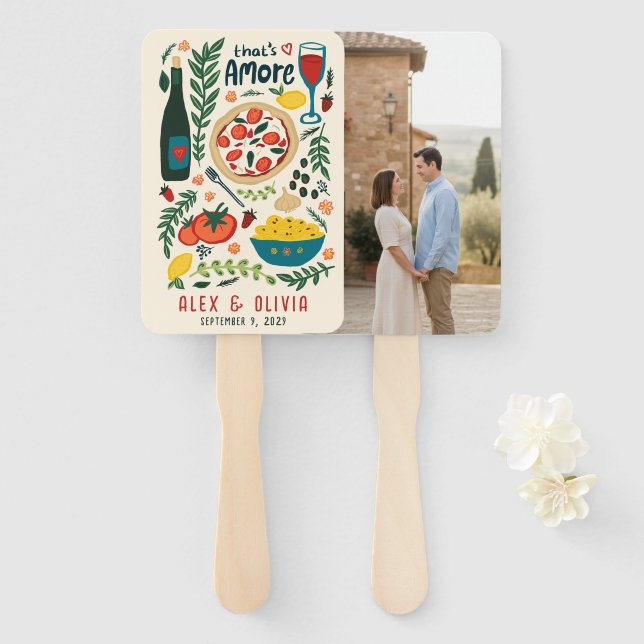 Leque Comida Italiana That's Amore FOTO PERSONALIZADA Ca (Frente e Verso)