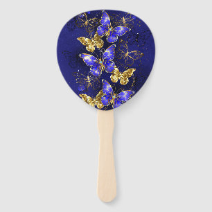 Leque Composição com borboletas de safira