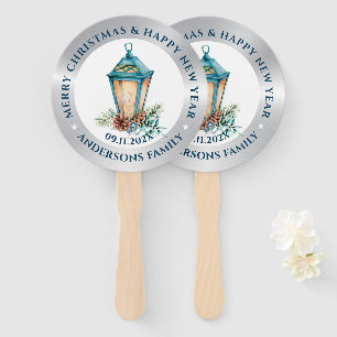 Leque Composição da lanterna de Natal prateada e branca