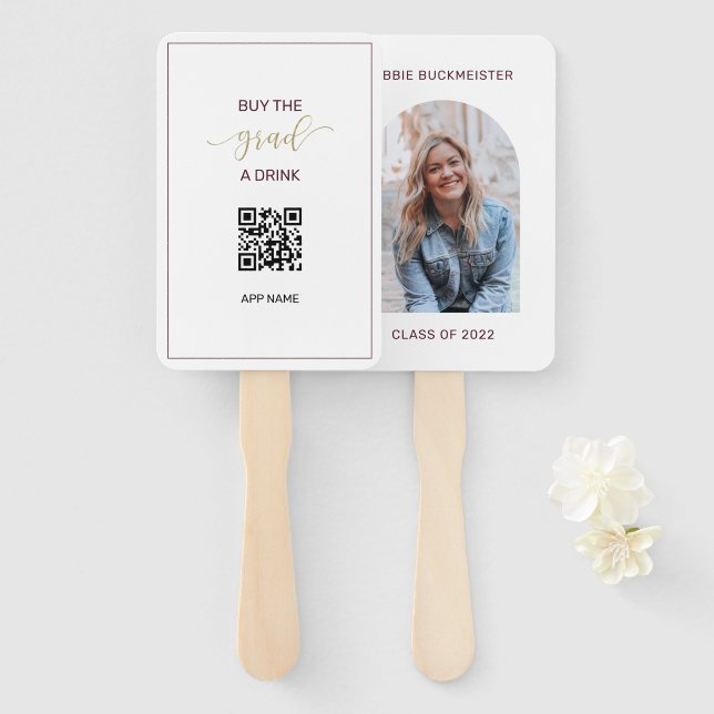 Leque Comprar de Graduação de Fotos o Formando um Código (Frente e Verso)