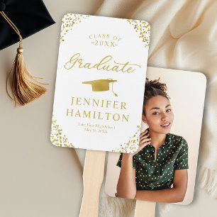 Leque Confete Dourado Elegante Sobre Branco 1 Foto Gradu