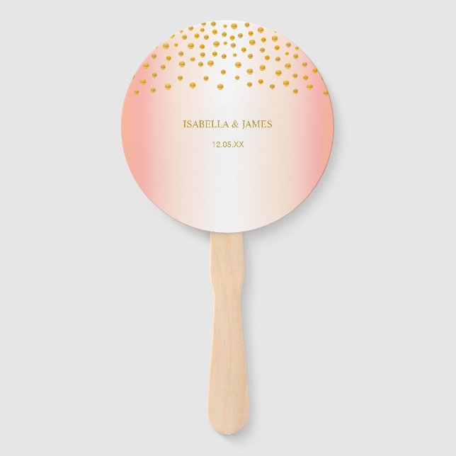 Leque Confete Dourado em Rosa Dourado (Frente)