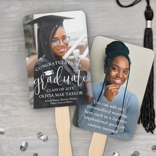 Leque Congratulations Modern Script 2 Photo Graduation (Criador carregado)