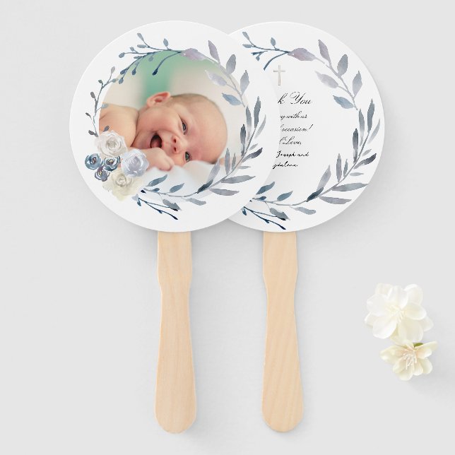 Leque conjunto de dez molduras de aquarela azul Baptism (Frente e Verso)