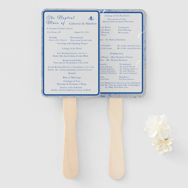 Leque Conjunto de Massa Nupcial das Cinzas e Azul (Frente e Verso)