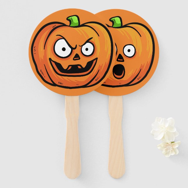 Leque Conjunto de ventiladores de abóboras de Halloween  (Frente e Verso)