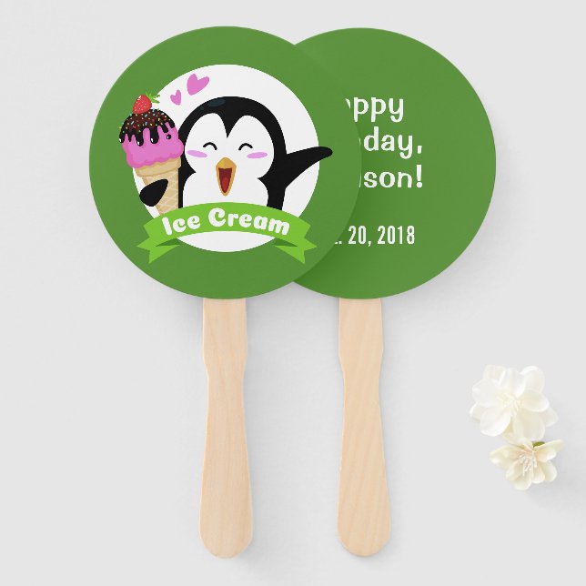Leque Conjunto de ventiladores do Pinguim do Sorvete de  (Frente e Verso)
