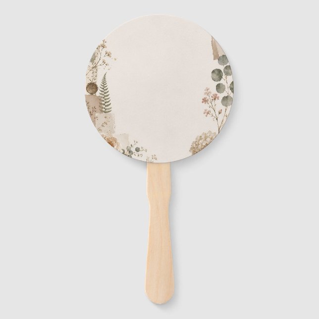 Leque Convite de Casamento de Jardim com Natural (Verso)