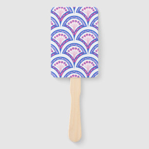 Leque cor damasco floral azul