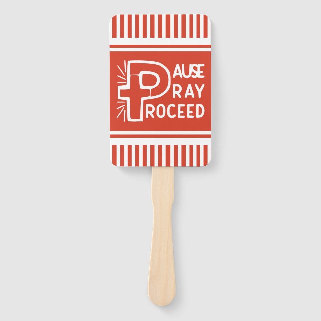 Leque cor de laranja picante Pausar Reze em Cristão (Frente)