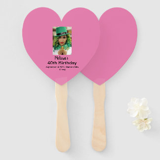 Leque Cor-de-rosa aniversário de 40 anos personalizado