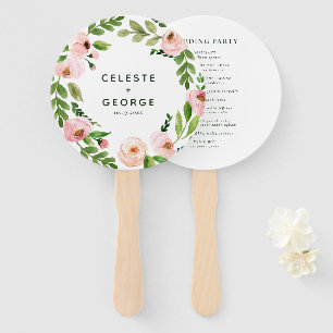 Leque Cora o casamento floral cor-de-rosa da grinalda