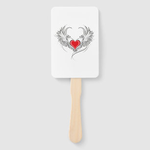 Leque Coração Anjo Vermelho com asas