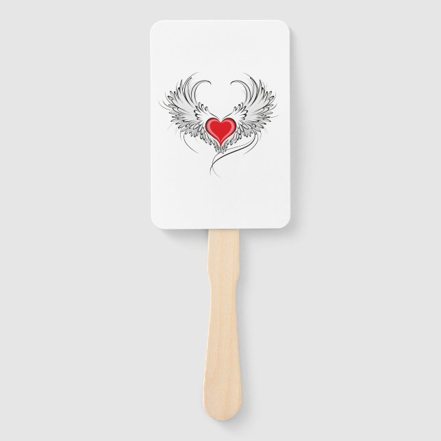 Leque Coração Anjo Vermelho com asas (Frente)