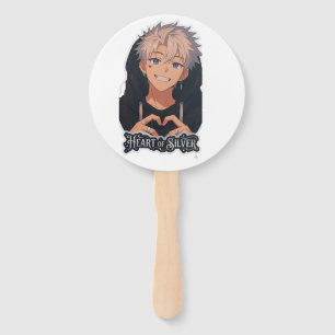 Leque Coração de Menino Anime Estético Prata Mãos