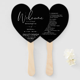 Leque Coração do Programa Elegante de Casamento Negro e 