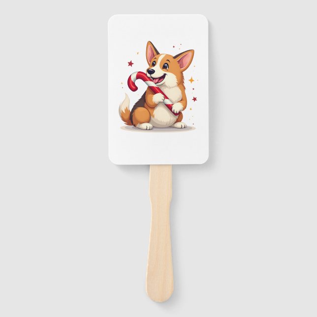 Leque Corgi Candy Cane Joy (Frente)
