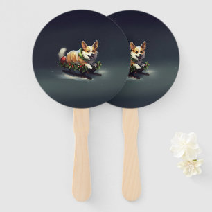 Leque Corgi Natal Inverno de Neve