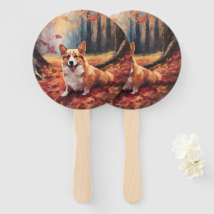 Leque Corgi no Outono Folhas Caídas Inspiram