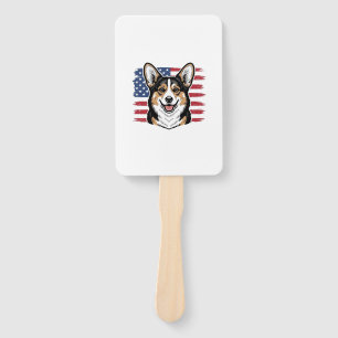 Leque Corgi Patriótico Bandeira Americana Desenho Vetori