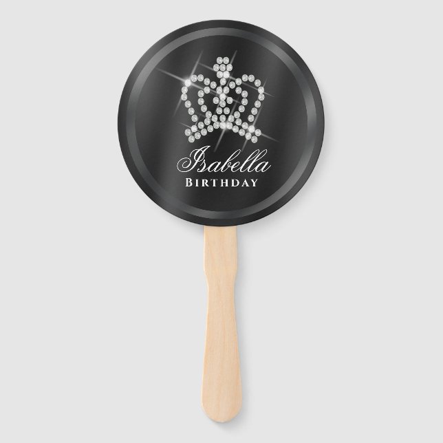 Leque Coroa negra brilhante (Frente)