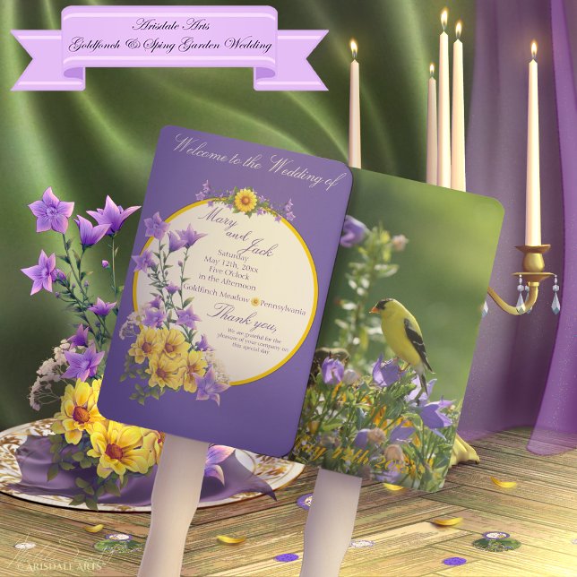Leque Creme de Coleção de Jardim primavera (Spring into your wedding with Arisdale Arts Goldfinch Garden and Spring Garden Collection set.)