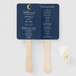 Leque Crescent Moon Starry Night Weding Program