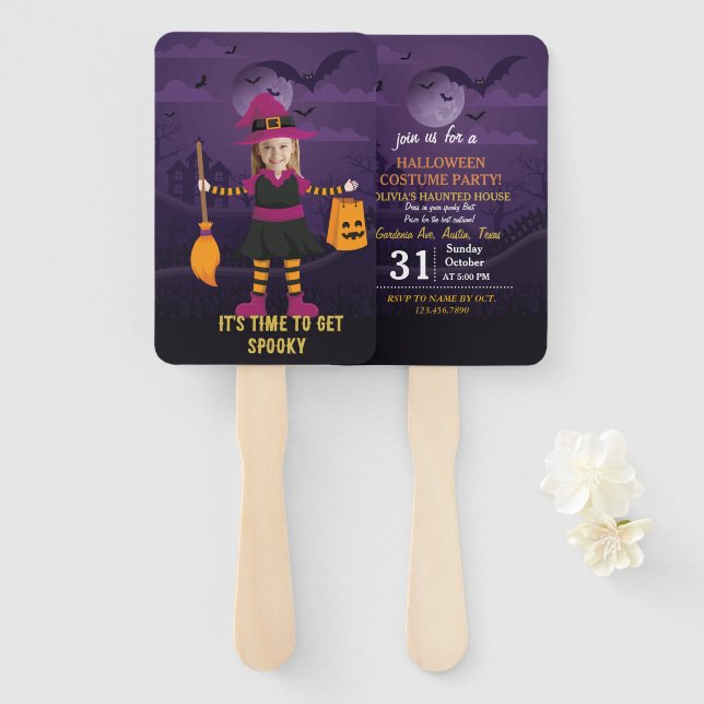 Leque Crianças de Halloween do Festa Personalizada (Frente e Verso)