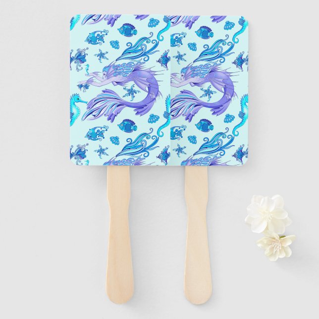 Leque Criatura De Fada Roxa Sereia (Frente e Verso)