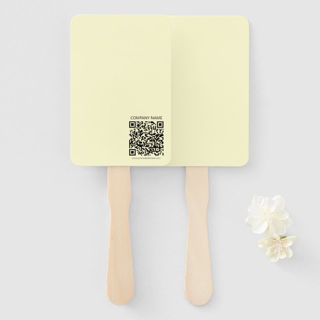 Leque Crie um Código QR | Amarelo Pálido (Frente e Verso)