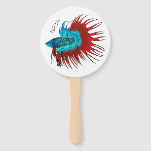 Leque Crowntail betta fish cartoon illustration