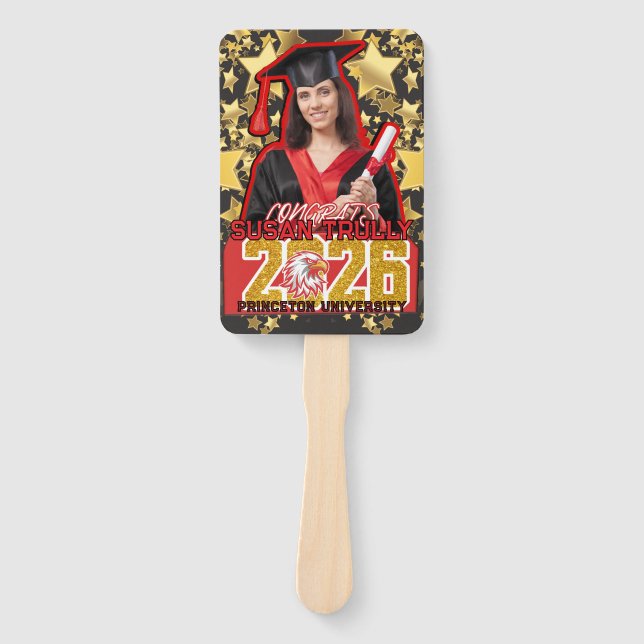 Leque Custom 2026 Grad Fan for High School & College  (Frente)