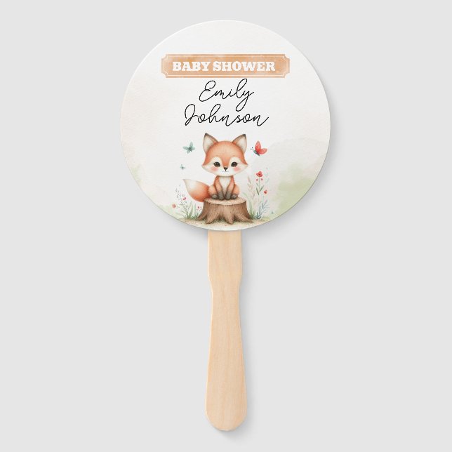 Leque Cute fox baby shower  (Frente)