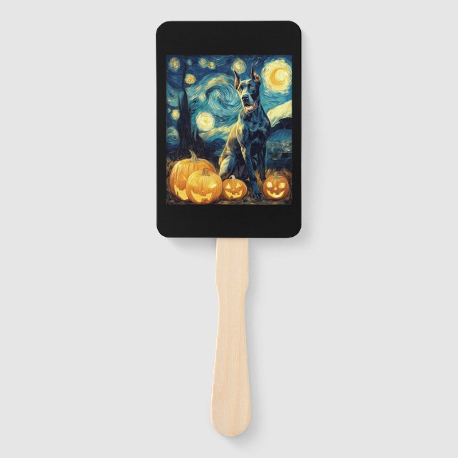 Leque Cute Great Dane Dog Halloween Jack O Lantern Pumpk (Frente)