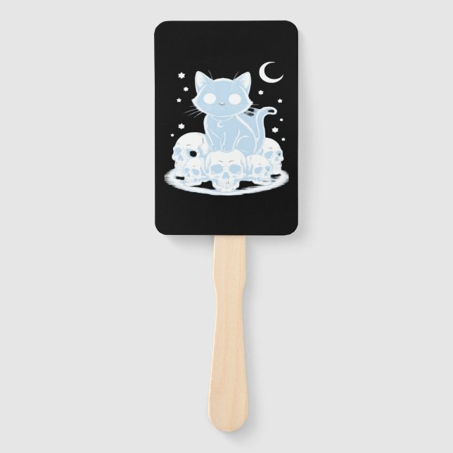 Leque Cute Halloween Kitten Cat Gothic Aesthetic Essenti (Frente)