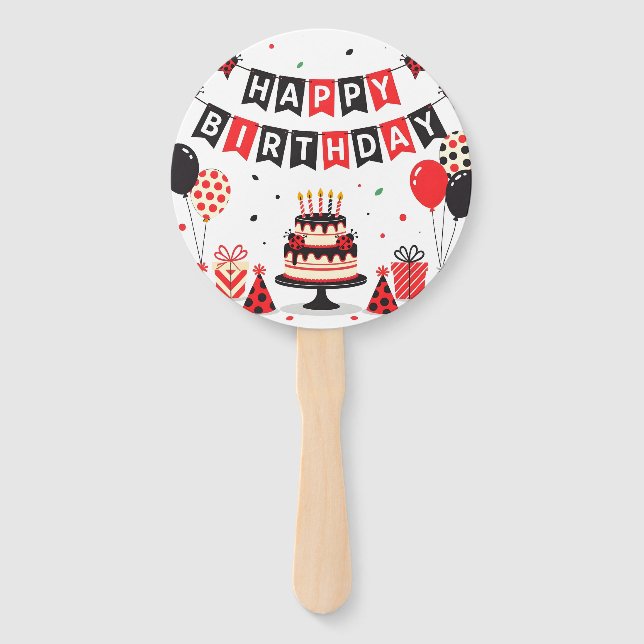 Leque Cute Happy Birthday ladybug theme (Frente)