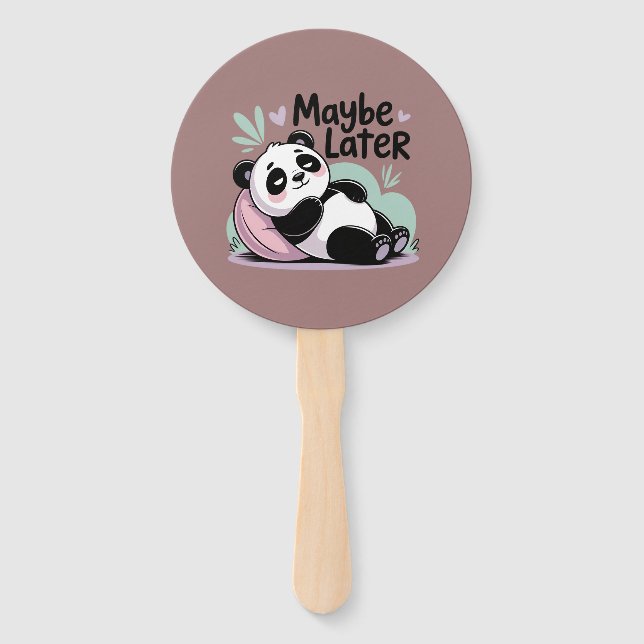 Leque Cute Lazy Panda – “Talvez Mais Tarde” Panda Relaxa (Frente)