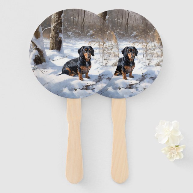 Leque Dachshund Deixe Nevar Natal (Frente e Verso)