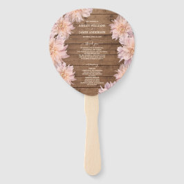 Leque Dahlia Pink Floral Rustic Wood Wedment Program