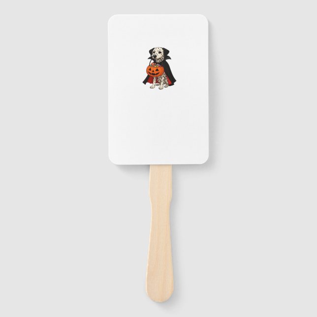 Leque Dalmatian Halloween Vampire Dog with Pumpkin Baske (Frente)