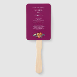 Leque de Cerimônia de Casamento Floral Laranja Ros