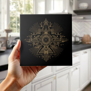 Leque de Luxo Art Deco Motivo Geométrico Pat#4 ID1