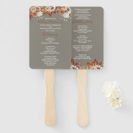Leque de Mão Cinza Floral de Outono para Casamento