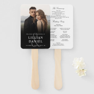 Leque de Mão de Programa de Casamento com Foto Ele