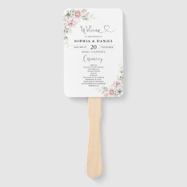 Leque de Mão de Programa de Casamento com Rosas Ro