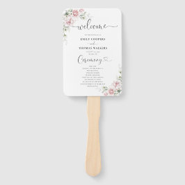 Leque de Mão de Programa de Casamento com Rosas Ro