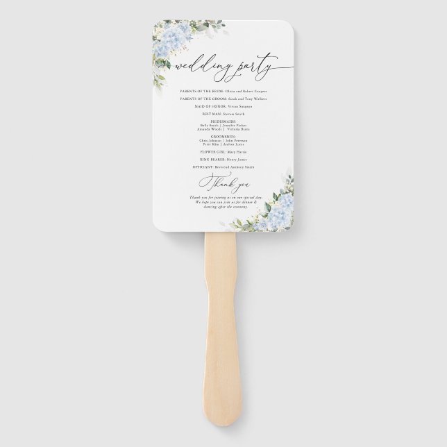 Leque de Mão de Programa de Casamento Floral de Ho (Verso)
