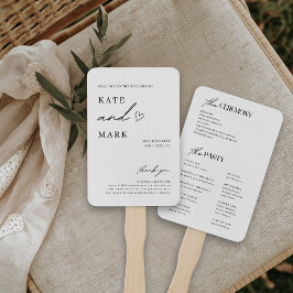 Leque de Mão de Programa de Casamento Minimalista