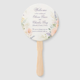 Leque de Mão para Casamento de Jardim de Primavera