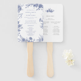Leque de Mão para Cerimônia Toile Azul Elegante